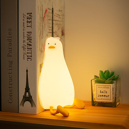 Flat Duck Silicone Night Light for Children, Bedside Lamp, LED Smart