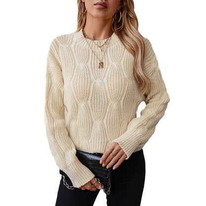 Solid Color Twisted Sweater Women Knitwear