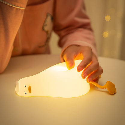 Flat Duck Silicone Night Light for Children, Bedside Lamp, LED Smart