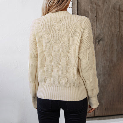 Solid Color Twisted Sweater Women Knitwear