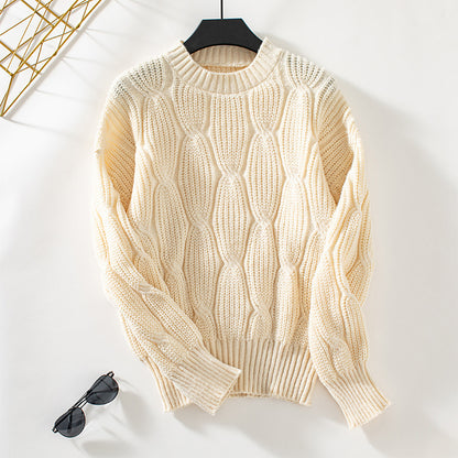 Solid Color Twisted Sweater Women Knitwear