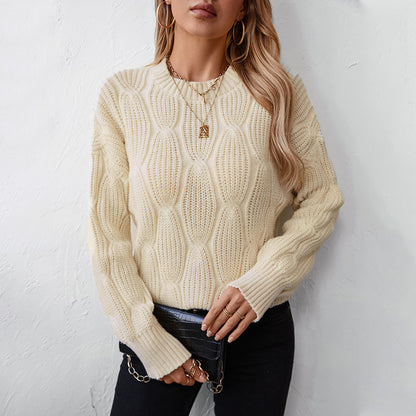 Solid Color Twisted Sweater Women Knitwear