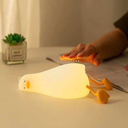 Flat Duck Silicone Night Light for Children, Bedside Lamp, LED Smart